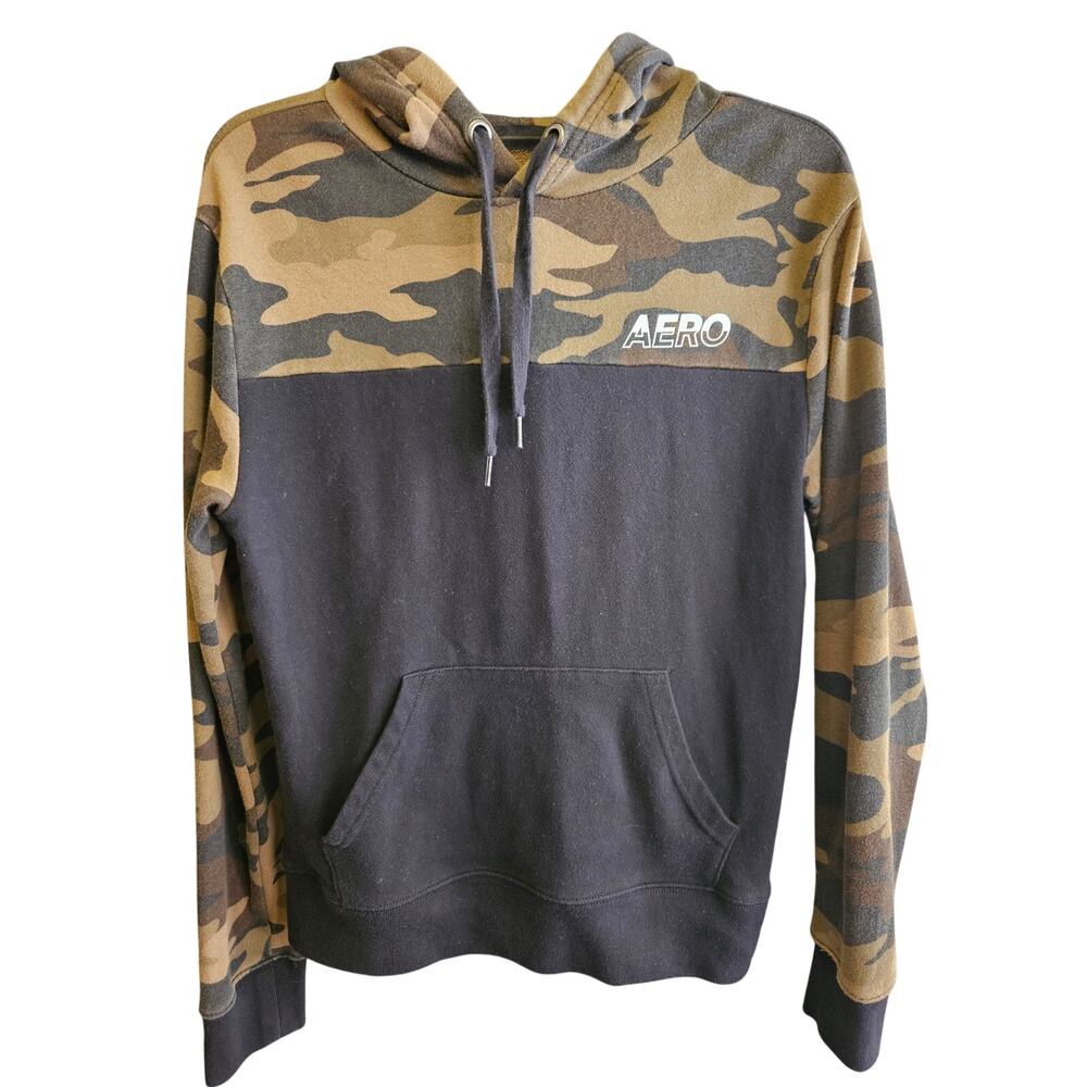 Aero Aeropostale pullover camo & black hoodie Size XS